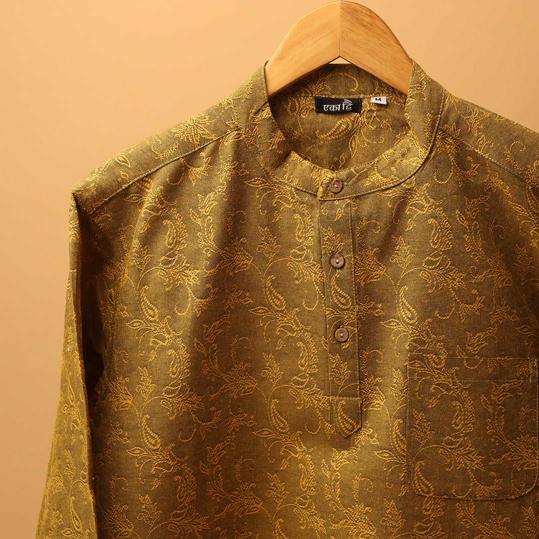 सुरम्य * Jacquard Khadi Kurta Shirt #74